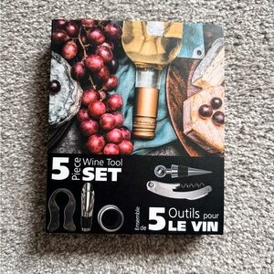 5-Piece Wine Tool Set - Black and Silver